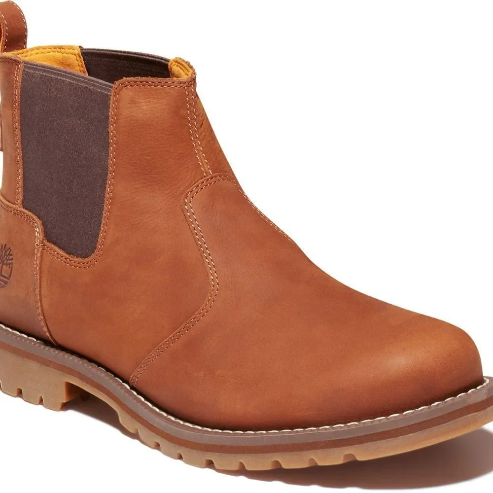 Timberland men's Chelsea suede pull on boots in color saddle size 11 excellent